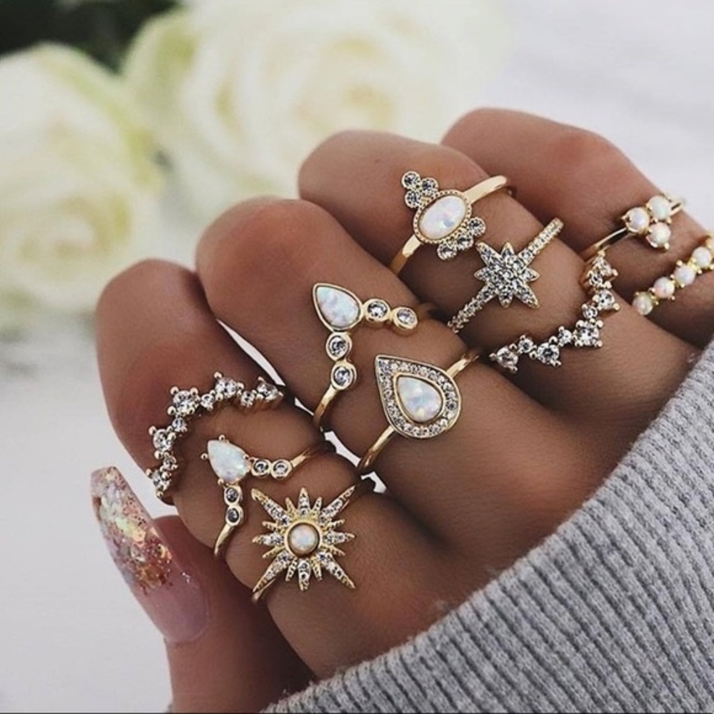 NEW 12pc Ring gemstone SETS! BOHO VINTAGE